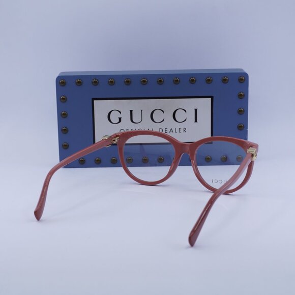 Gucci GG1074O 006 Cat Eye Eyeglasses – Shiny Dark Pink 53mm - Picture 9 of 10